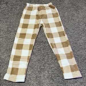 Plaid Women's Sleepwear Pants - Tan and White